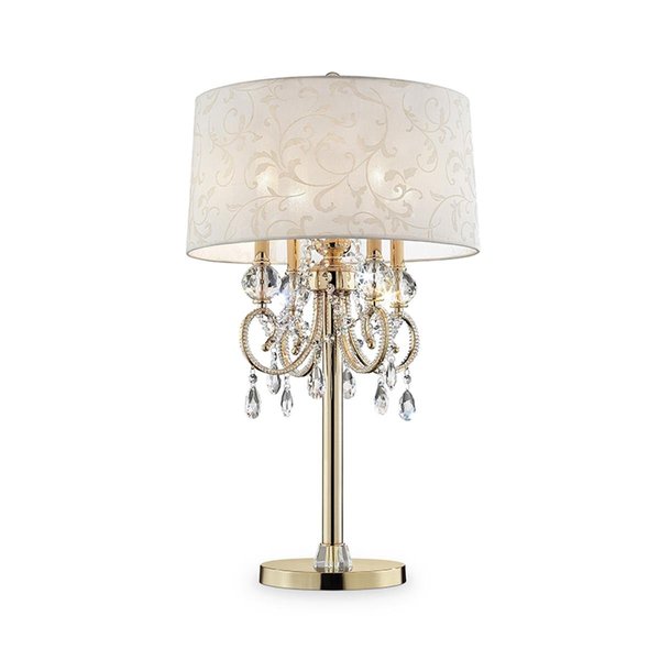 Yhior 32.5 in. Aurora Barocco Shade Crystal Gold Table Lamp YH2629505